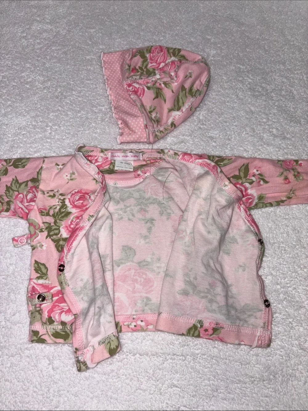 Little mush baby Pink Rose 3 pc kimono Set size 3m